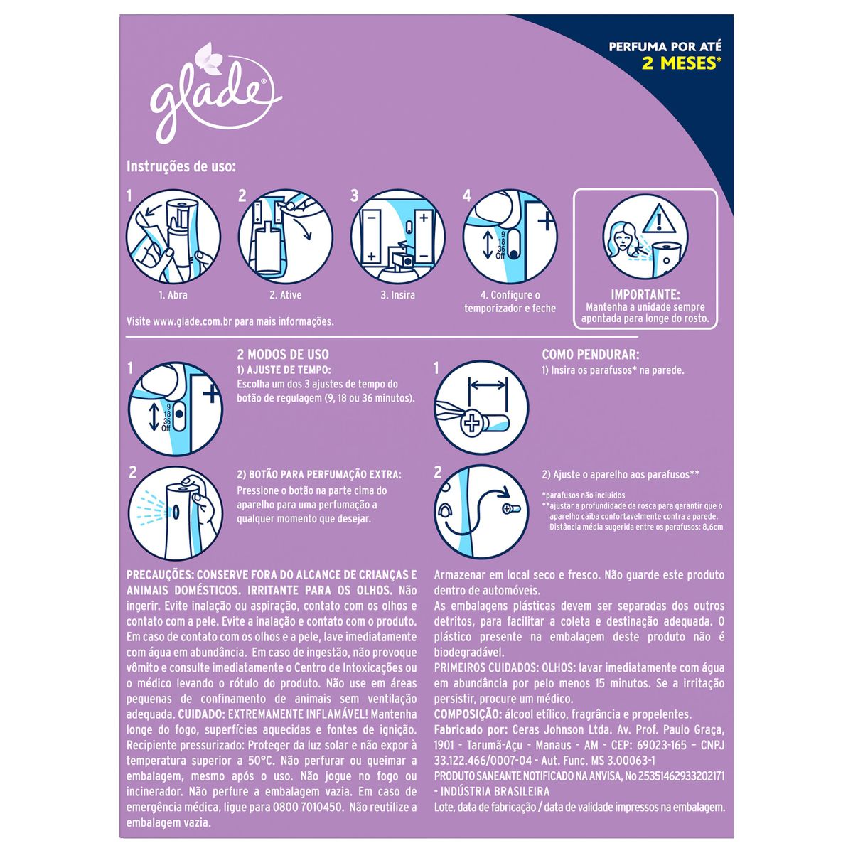 Desodorizador Glade Automatic Spray Aparelho + Refil Lavanda & Baunilha 260ml