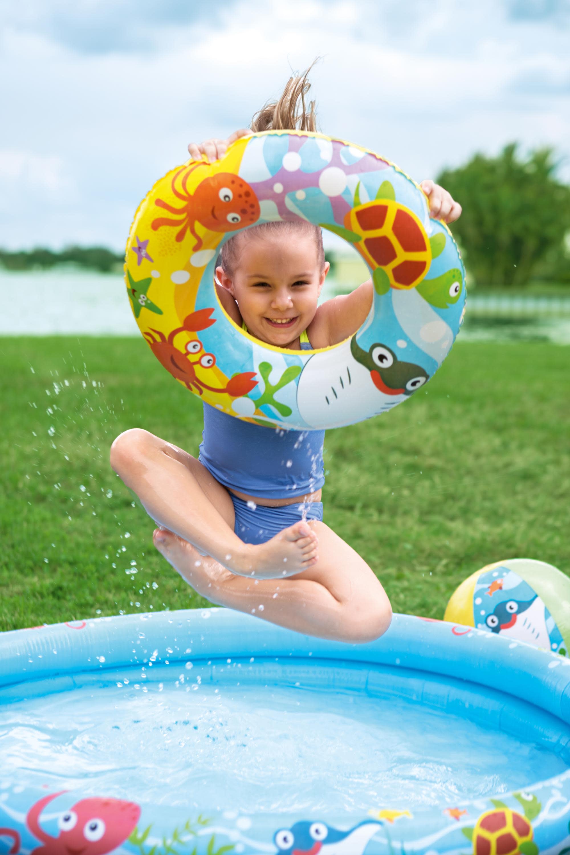H2OGO! 48in. Inflatable Circle Baby Pool with Beach Ball and Swim Ring