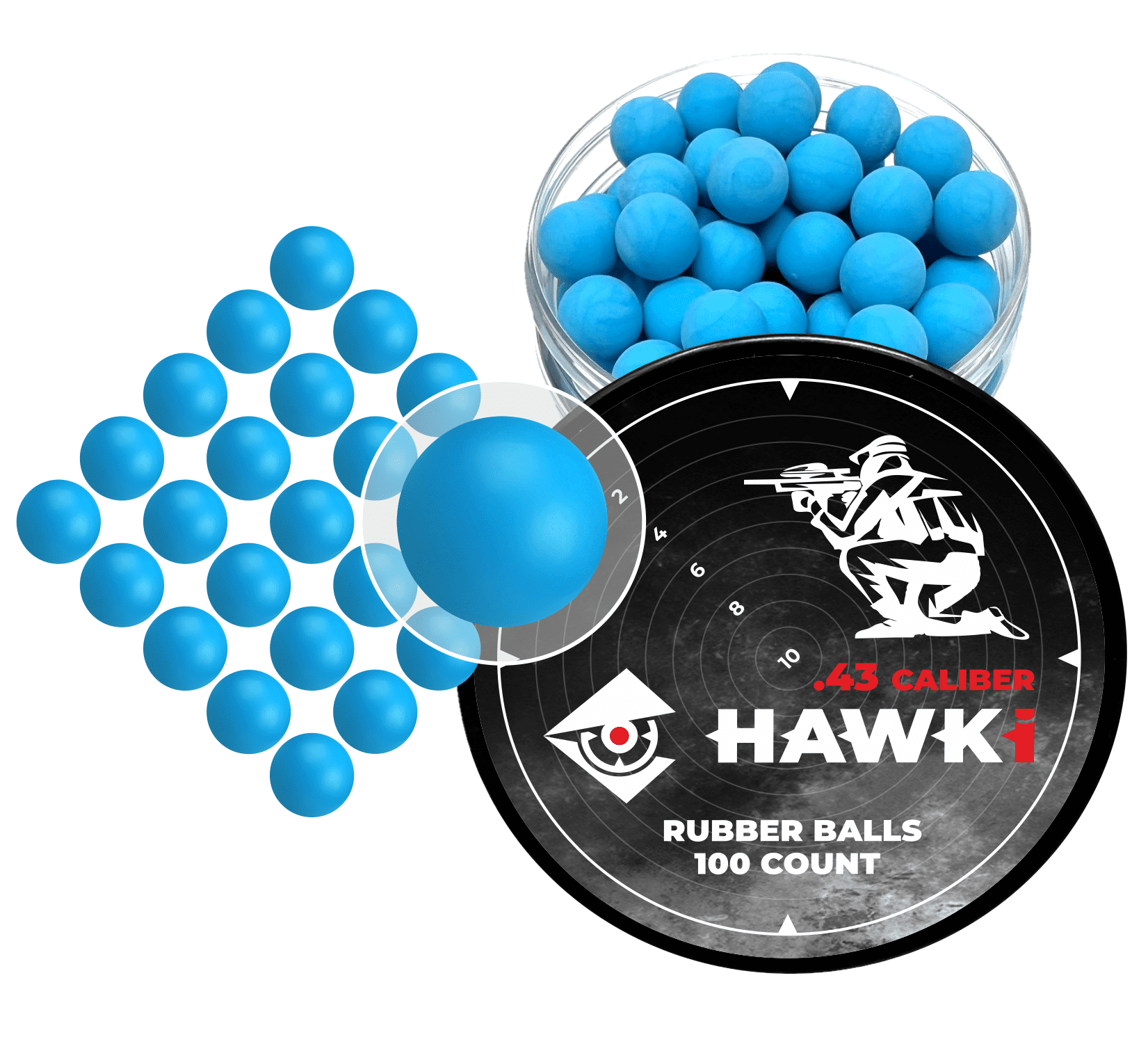 Hawki .43 Cal Reusable Training Soft Rubber Balls 100 Pack (Blue)