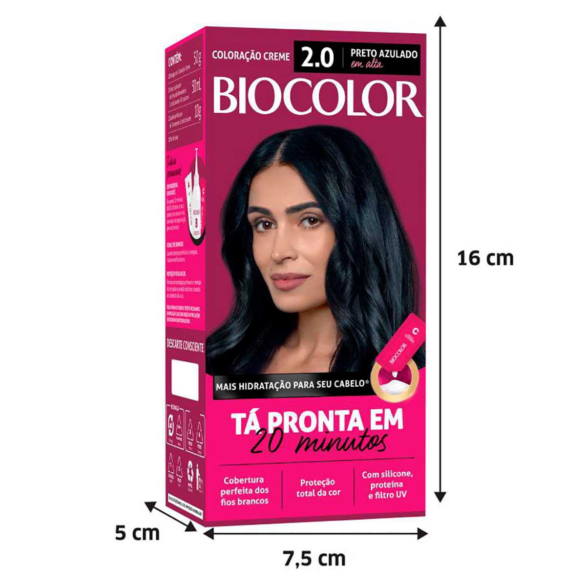Tinta de Cabelo Biocolor Mini Kit Preto Azulado Incrivel 2.0