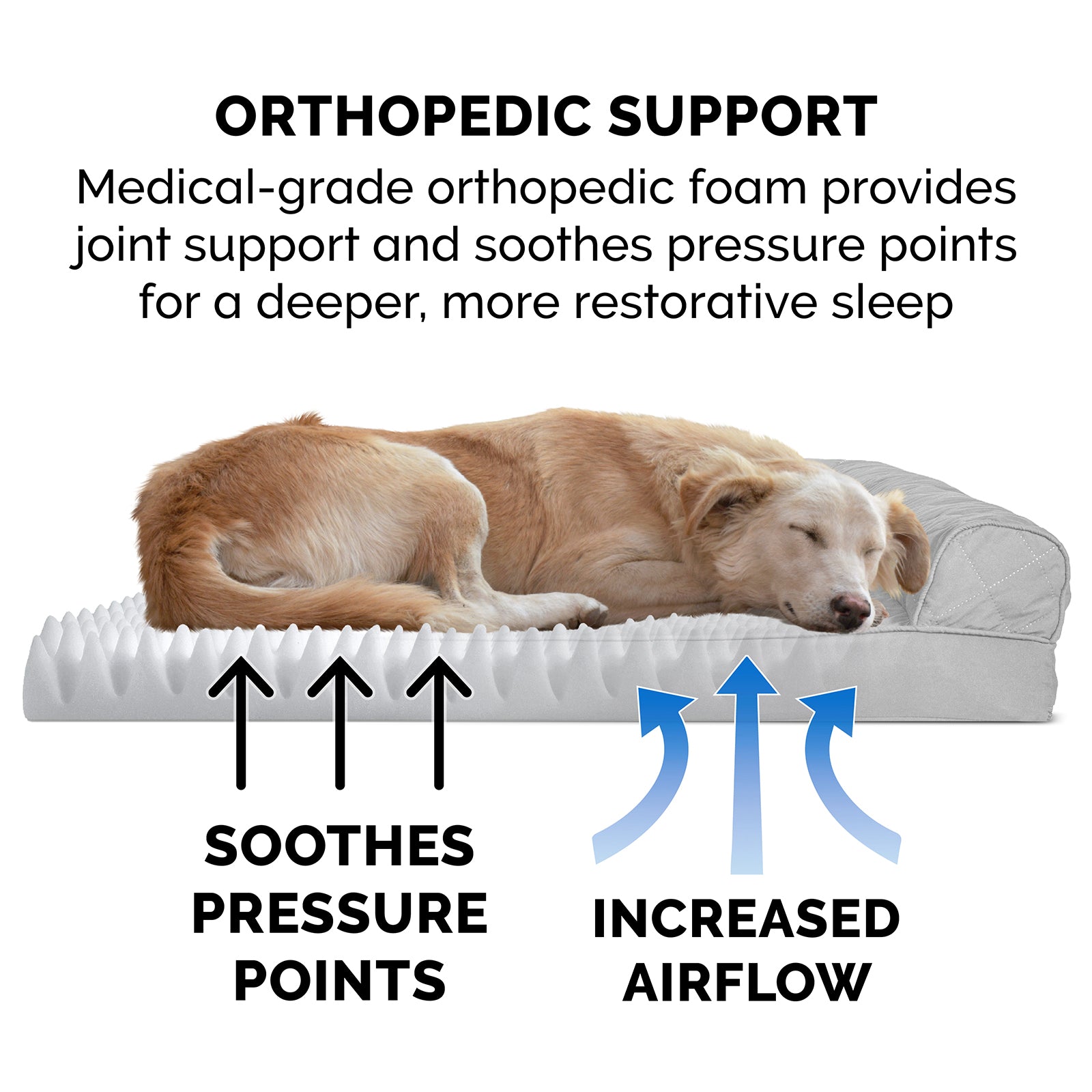 FurHaven | Orthopedic Quilted Sofa Pet Bed for Dogs and Cats， Silver Gray， Jumbo