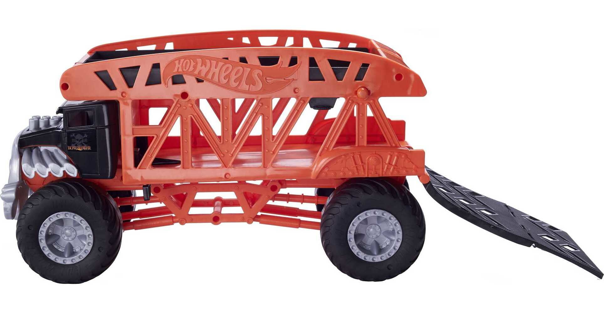 Hot Wheels Monster Trucks Monster Mover， Large-Scale Launcher and Hauler， Stores 12 Toy Trucks