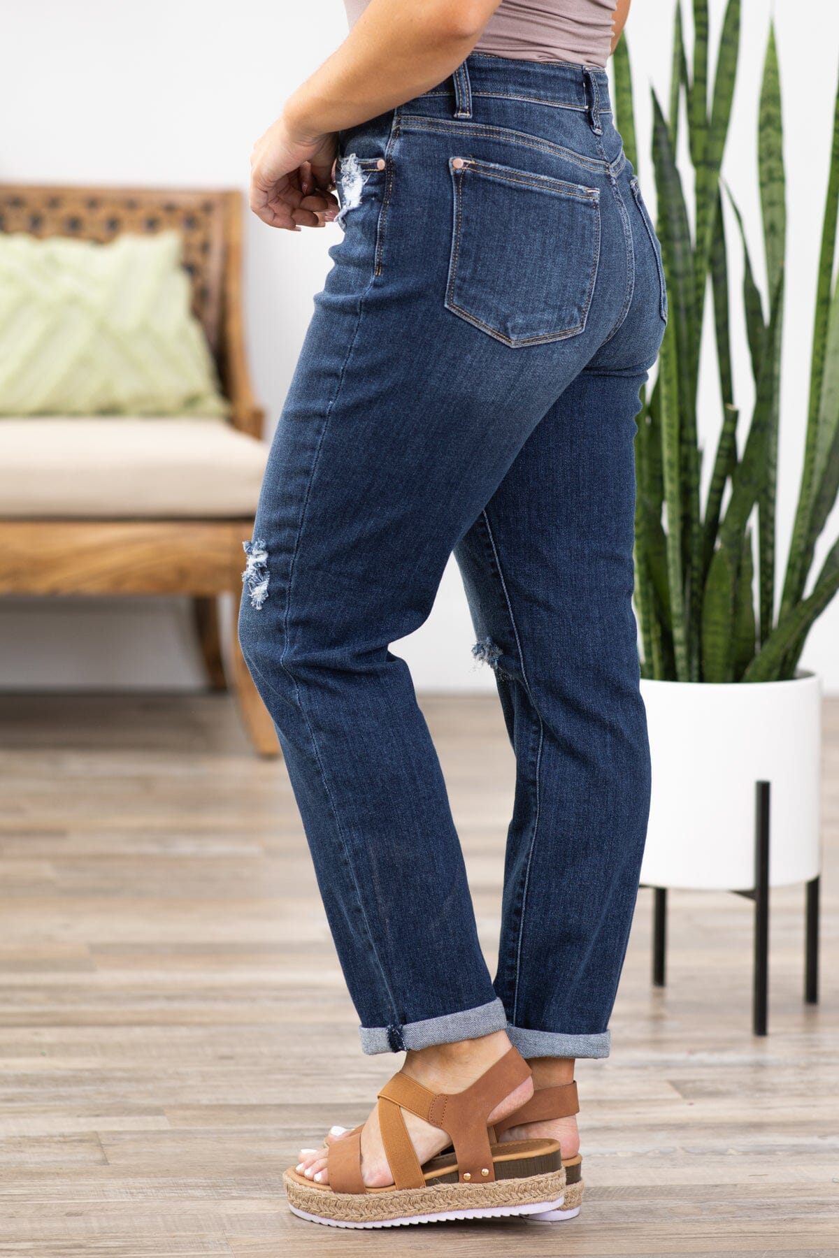 Judy Blue High Rise Cuffed Boyfriend Fit Jeans