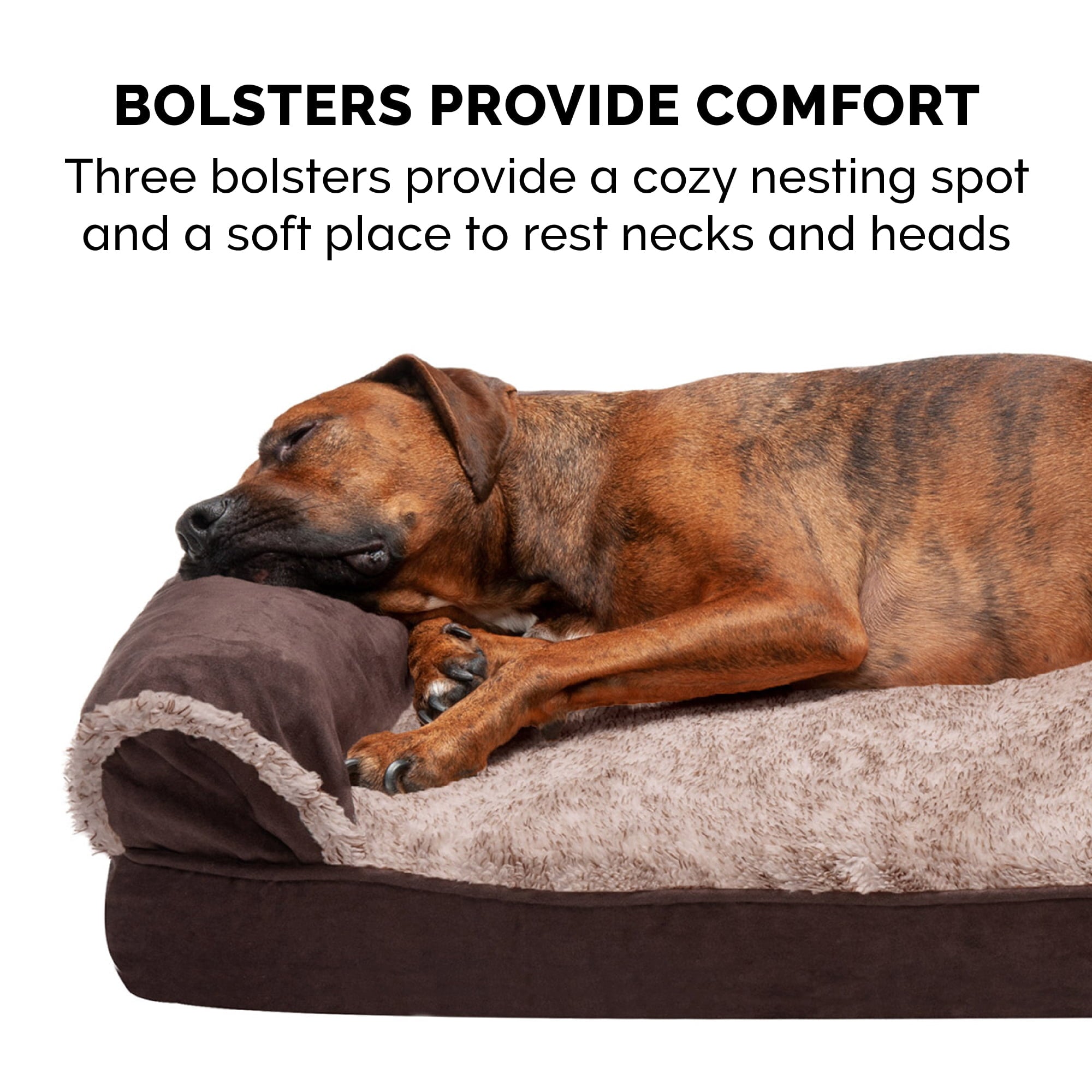 FurHaven Pet Products | Memory Foam Two-Tone Faux Fur and Suede Sofa-Style Couch Pet Bed for Dogs and Cats - Espresso， Jumbo