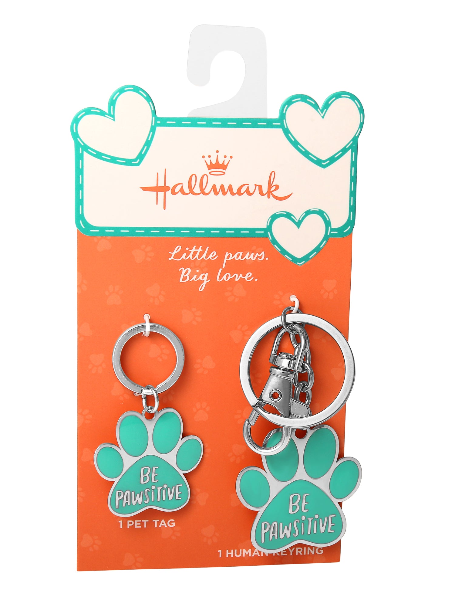 Connections from Hallmark Stainless Steel Pet Be Pawsitive Tag and Keychain Set