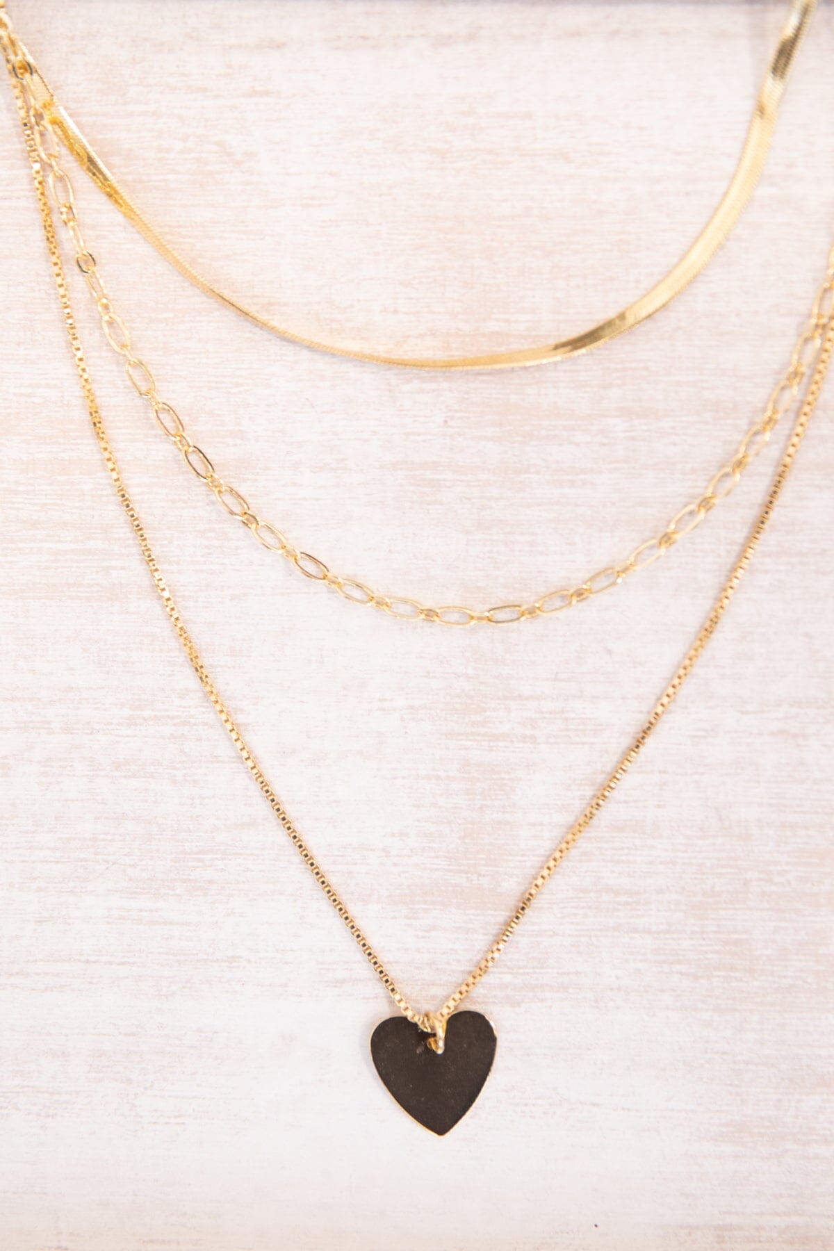 Gold Multichain Heart Charm Necklace