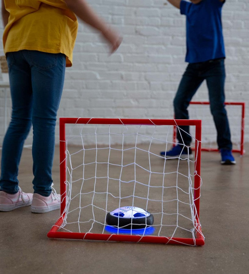 HearthSong Indoor Light Up Air Hover Soccer Game with Two Goals