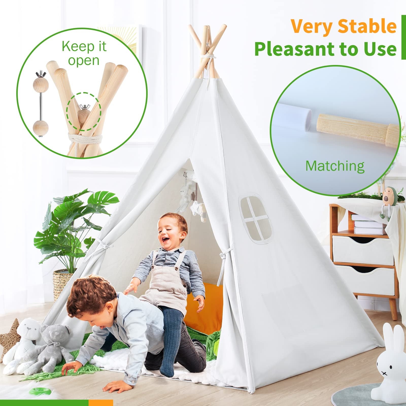 Kids Teepee, Pet Play Tent Teepee Tent for Dogs Cats, Foldable Girls Playhouse Toy Tent, Gift for Baby Toddler to Play Game Indoor Outdoor,39.4"×39.4"×53.2",without Mat & Decoration