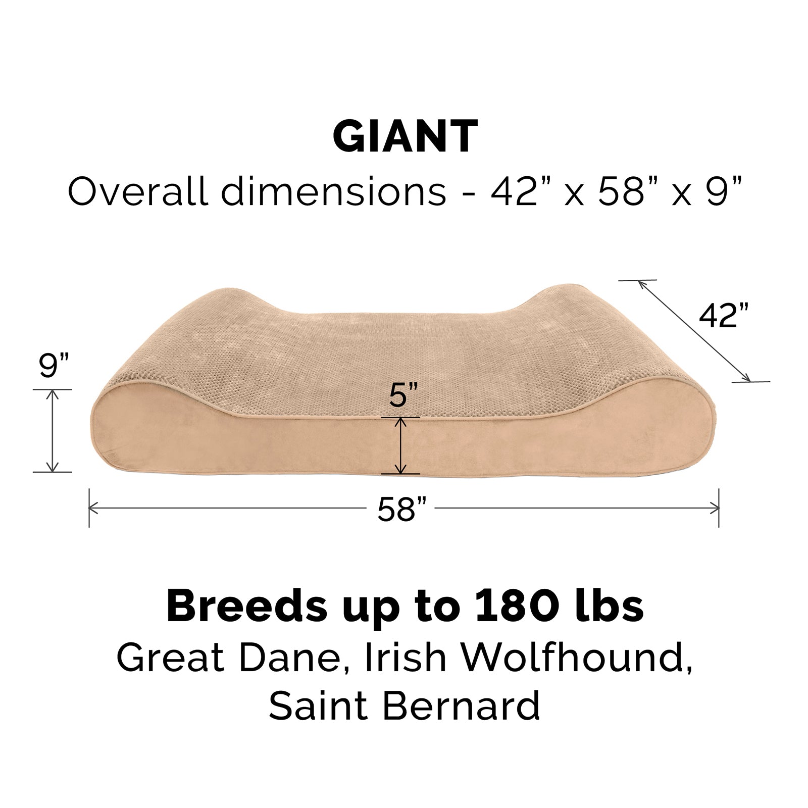 FurHaven | Cooling Gel Minky Plush and Velvet Luxe Lounger Pet Bed for Dogs and Cats， Camel， Giant