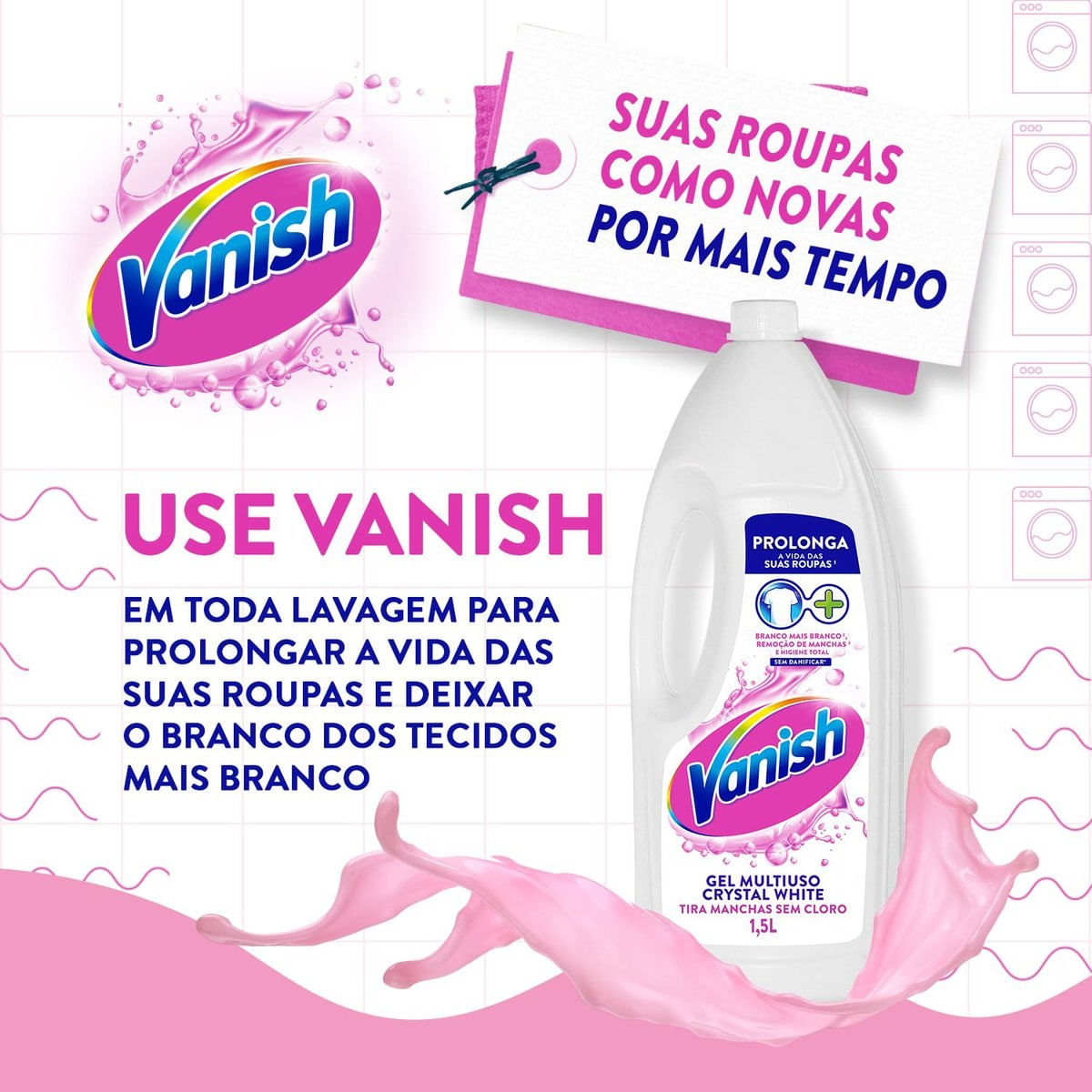 Tira Manchas em Gel Vanish Crystal White para roupas brancas 3L