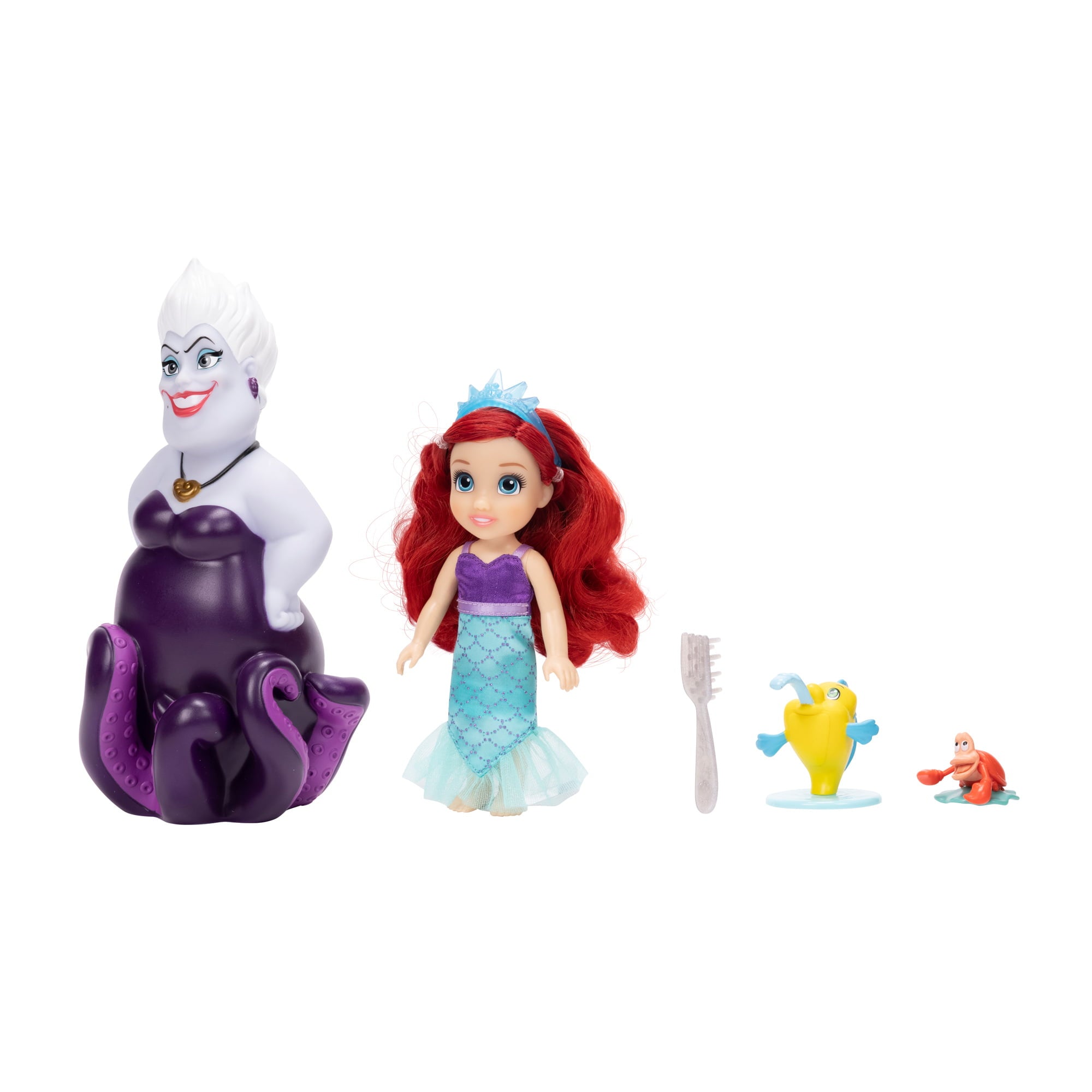Disney Princess the Little Mermaid Ariel and Ursula 6 inch Fashion Doll Gift Set with Flounder and Sabastian