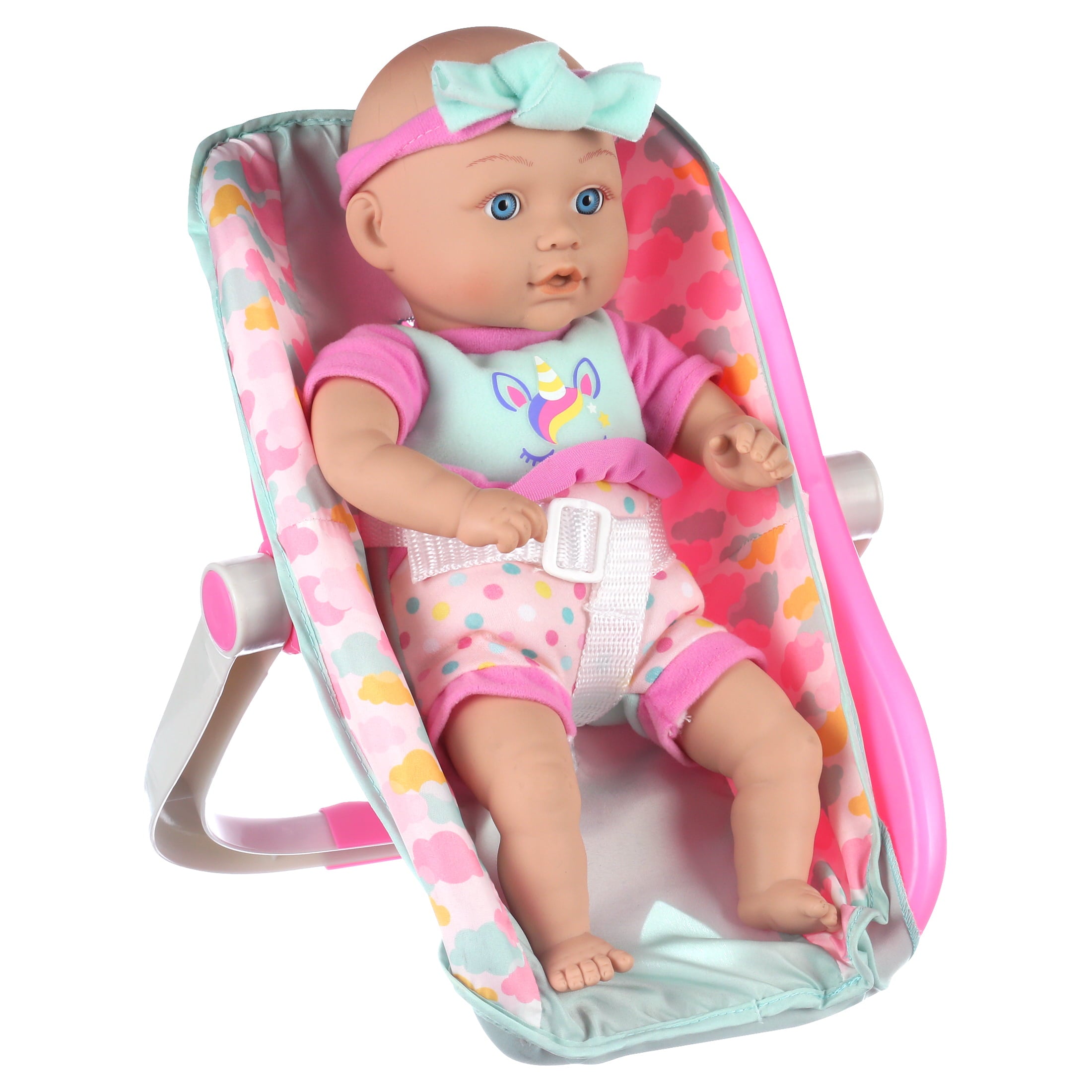 My Sweet Love 13-inch Baby Doll with Carrier and Handle Play Set, Light Skin Tone, 4 Pieces Included, Pink Theme