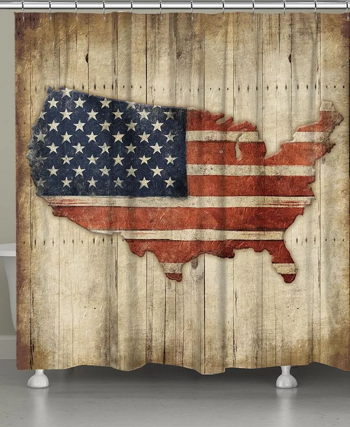 Laural Home Wooden Flag Shower Curtain