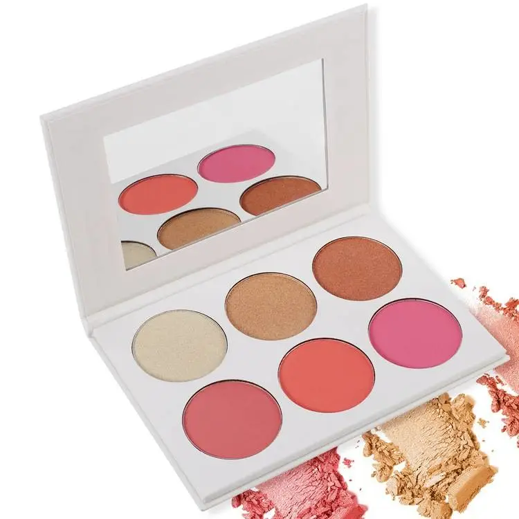 6 color High Pigment Vegan Blush Highlight Bronze Palette