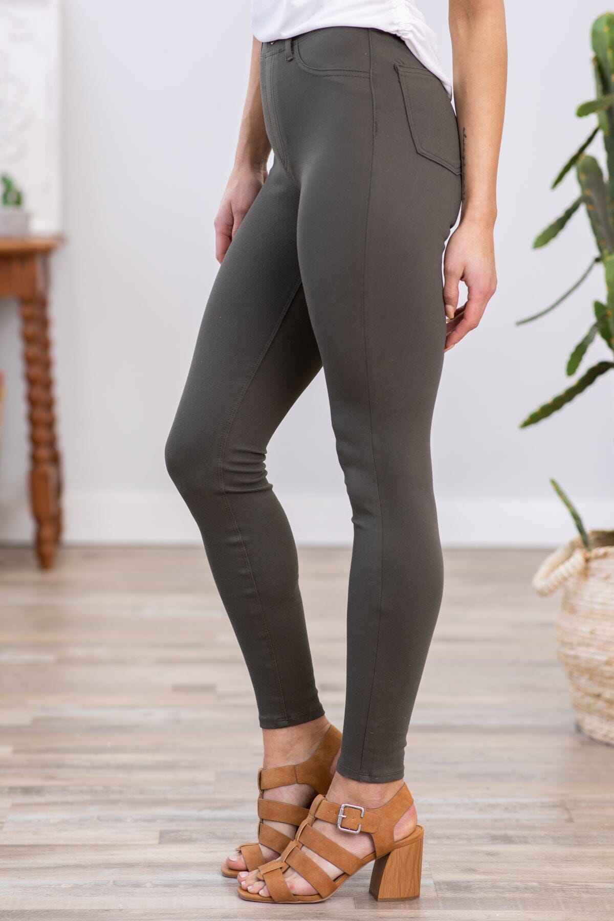 Rewash Army Green Stretch Jeggings