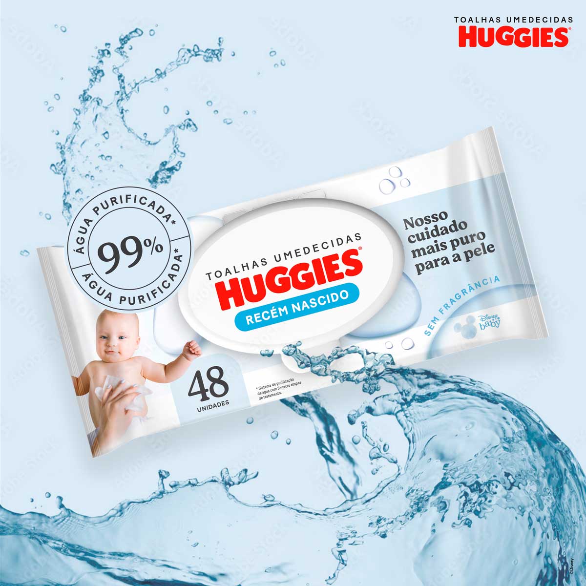 Lencos Umedecidos Huggies Recem Nascido Sem Fragrancia 48 Unidades