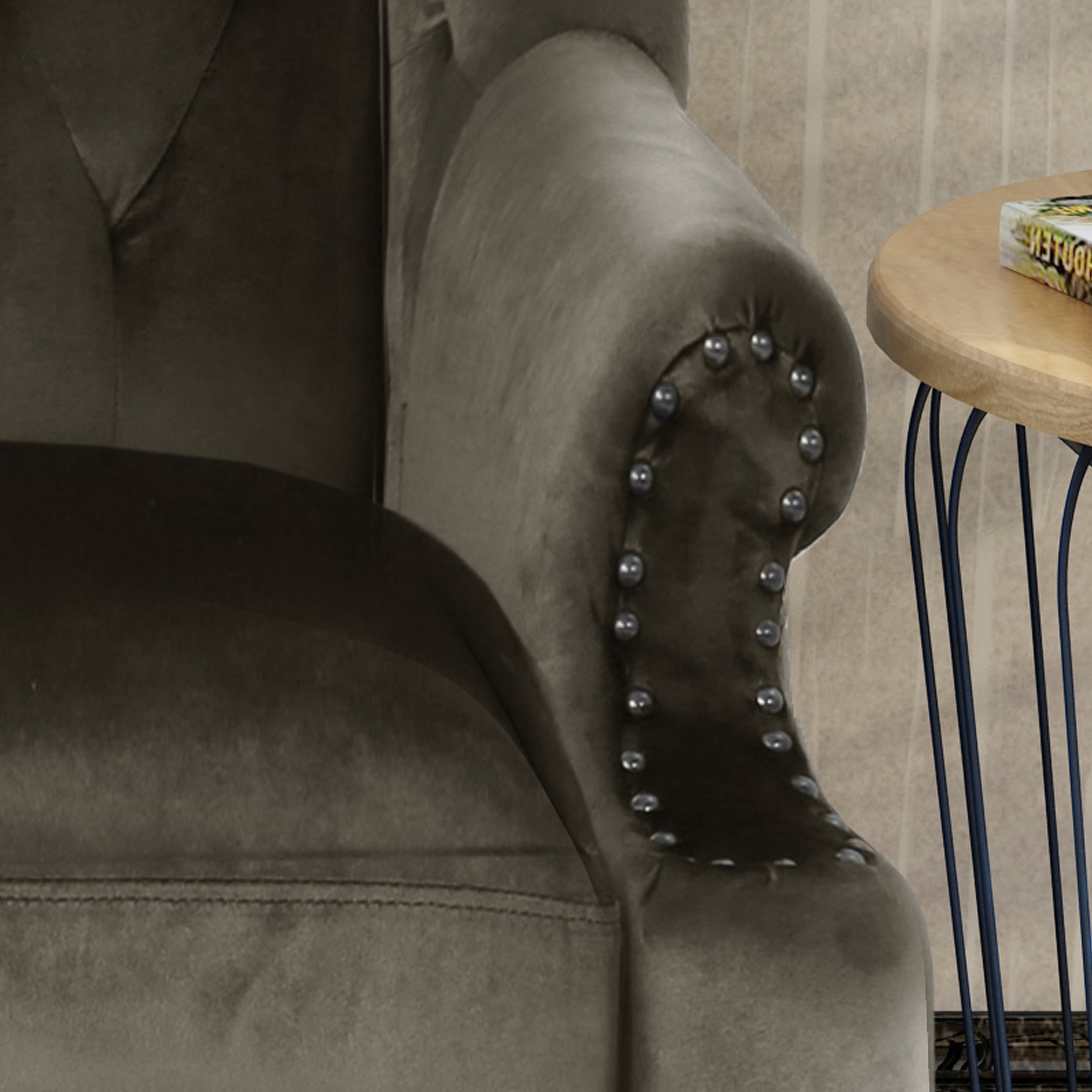 Linsey High Back Tufted Winged New Velvet Loveseat