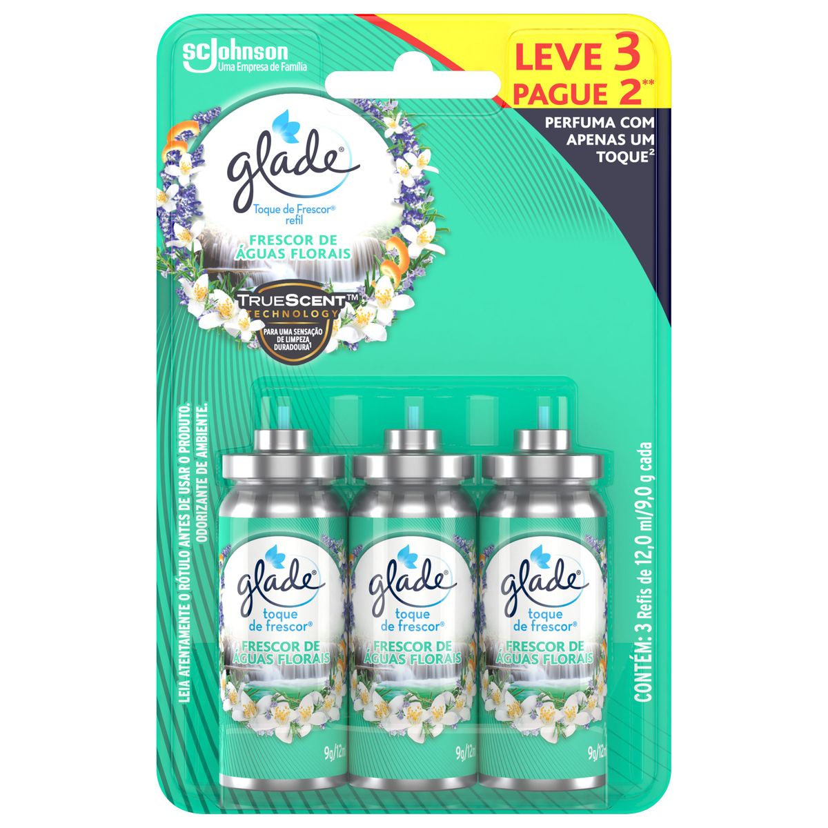 Desodorizador Glade Toque de Frescor Refil Frescor de Aguas Florais 12ml Leve 3 Pague 2
