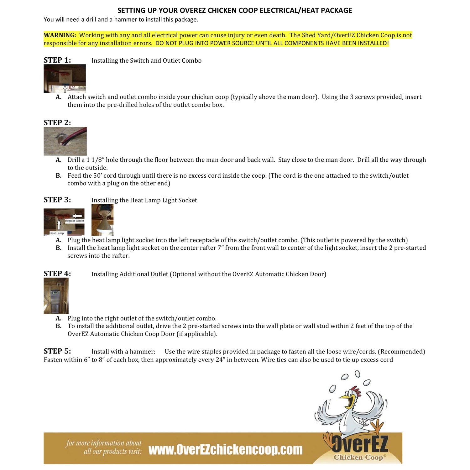 OverEZ Chicken Coop Electrical Heater Package Poultry Raising Supplies