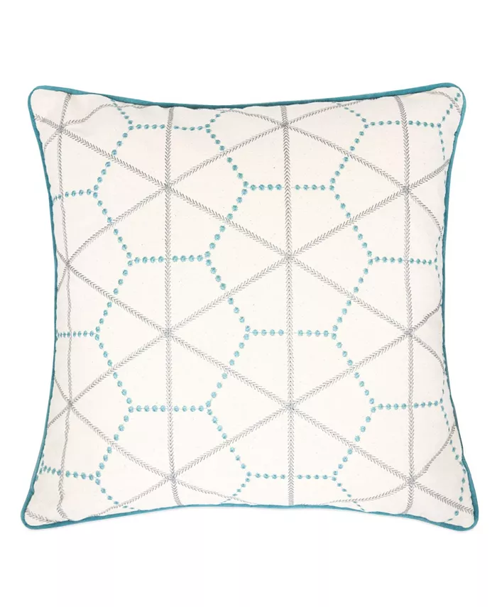 Homey Cozy Caroline Embroidery Cotton Square Decorative Throw Pillow