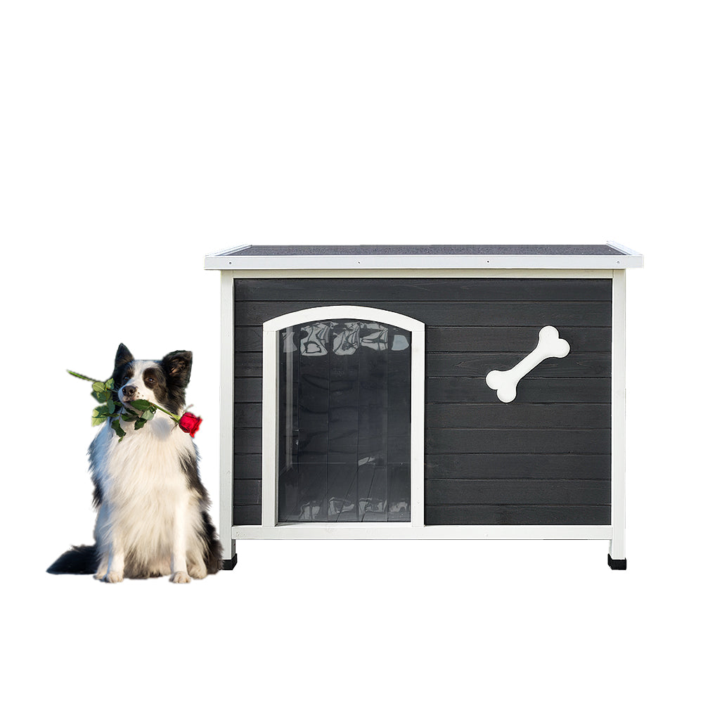 Outdoor Dog House， Large Wooden Waterproof Dog Cage， Windproof Warm Dog Kennel Easy to Assemble