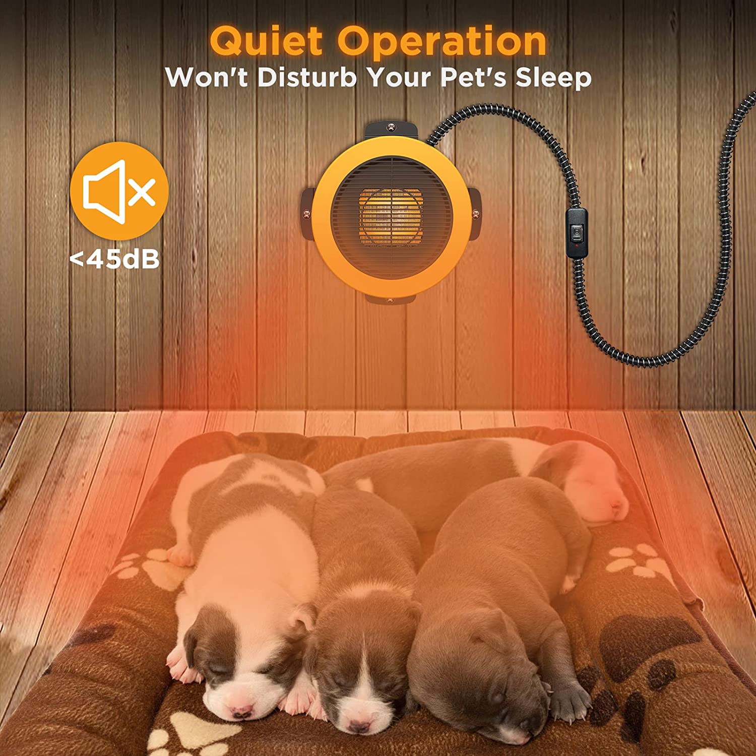 TURBRO Neighborhood Dog House Heater 400W， Wall Mount， 10ft Anti Bite Cord， Waterproof Control， Overheat Protection， Electric Warmer for Hound Kennel Cat Cage Chicken Coop Rabbit Hutch， UL Test Passed