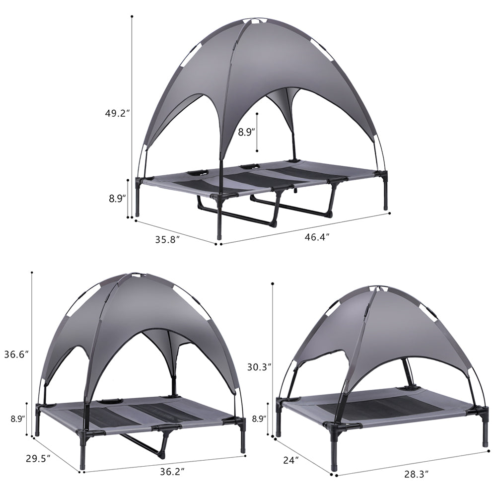 Extra Large Elevated Dog Bed W/ Canopy， Canopy Outdoor Dog Bed， Pet Canopy With Cot
