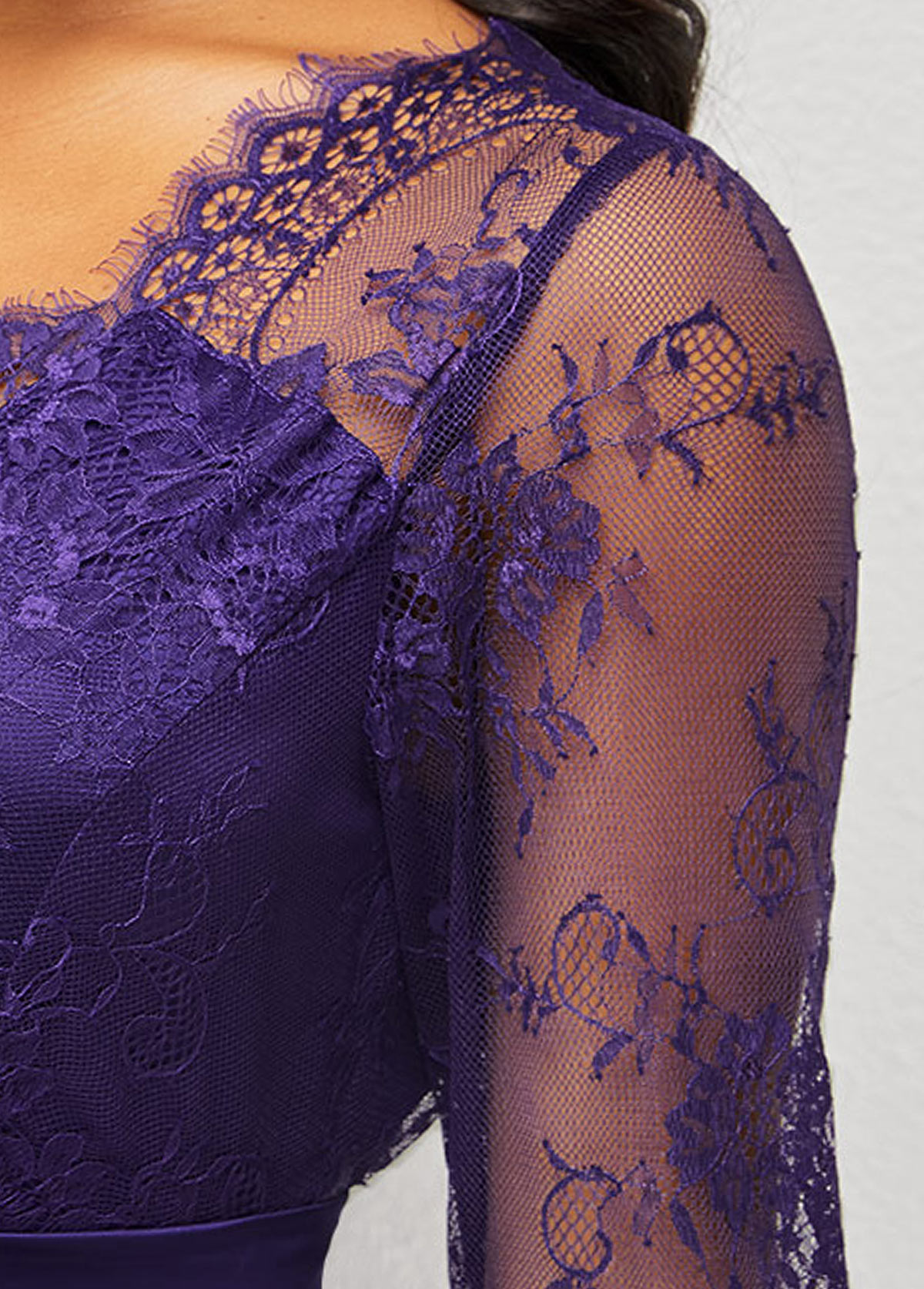 3/4 Sleeve Purple Multiway Lace Patchwork Dress