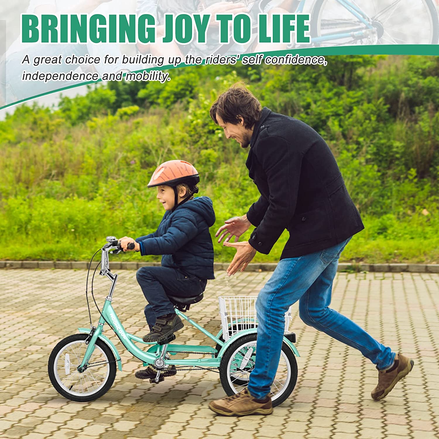 Slsy 16 inch Kids Tricycle， Single-Speed Three Wheeled Bike for 3'9