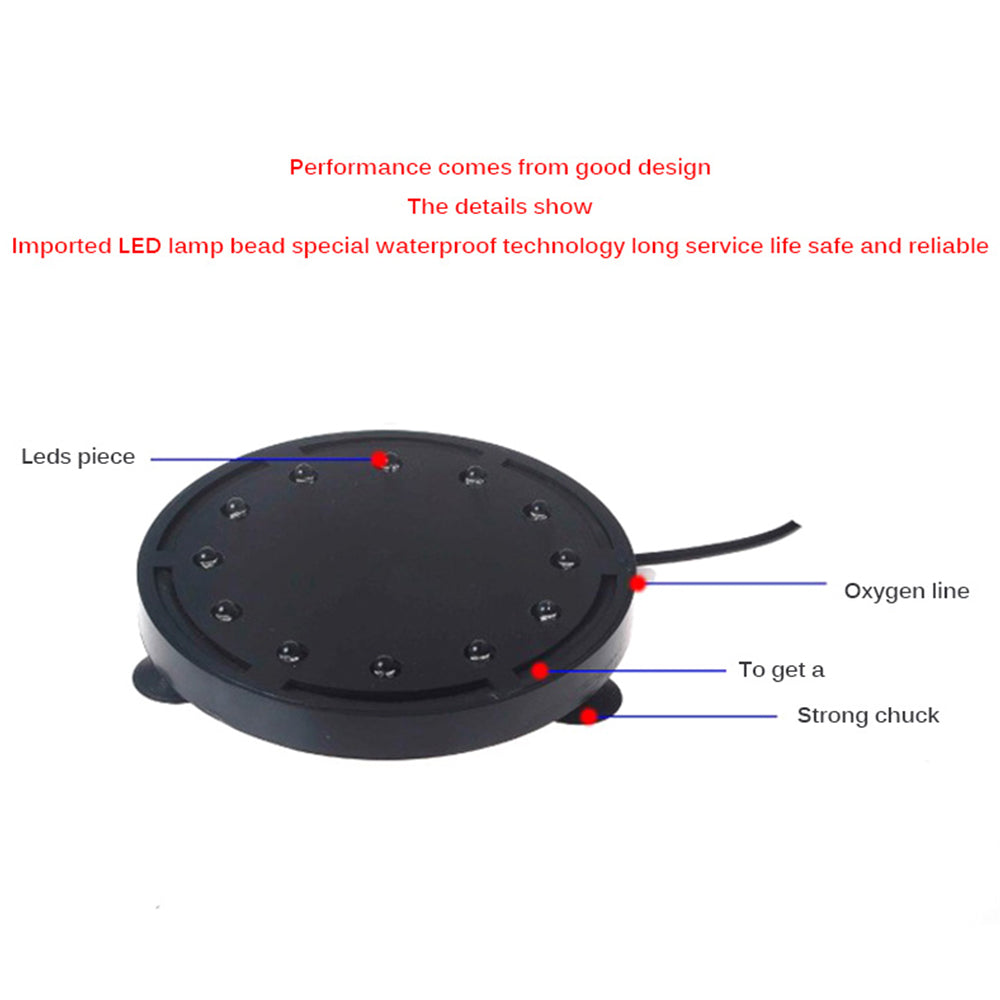 Aquarium Underwater LED Light Air Bubble Stone Colorful For Fish Tank Round Lamp With 12 Color Changing LED Light