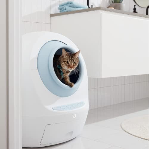 Leo's Loo Too No Mess Automatic Self-Cleaning Cat Litter Box Includes Charcoal Filter， Built-In Scale， Smart Home App With Voice Control