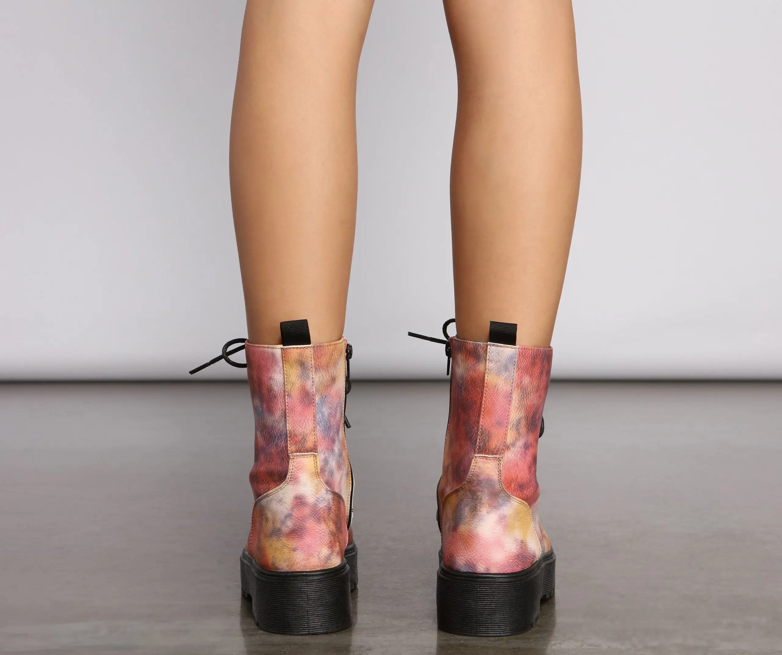 Tie Dye Lug Combat Booties