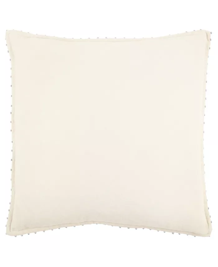 Rizzy Home Faux Pearl Trim Solid Polyester Filled Decorative Pillow， 22