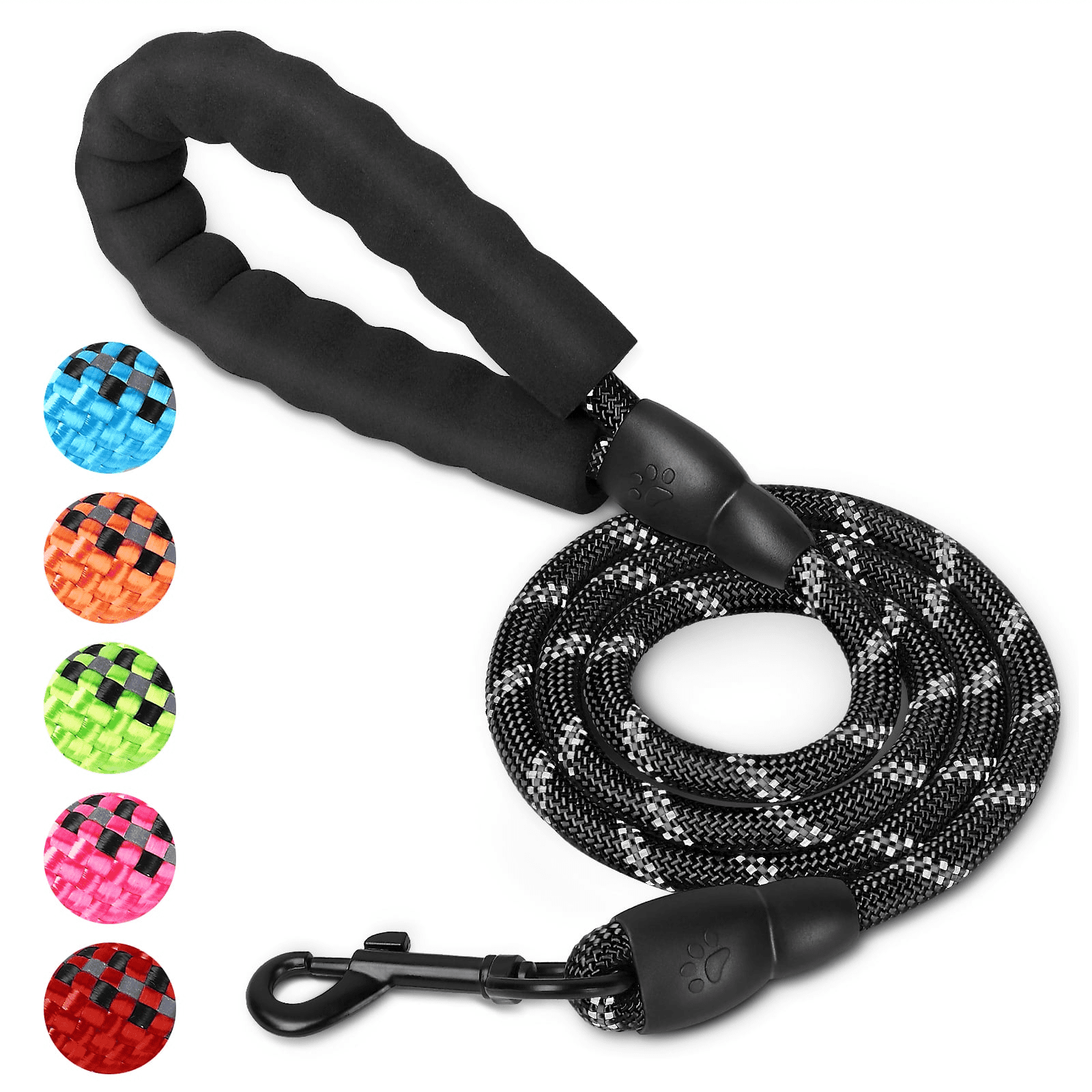 UrbanX 4FT Strong Dog Leash with Comfortable Padded Handle and Highly Reflective Threads for Lagotto Romagnolo and other Medium Sporting Dogs Black
