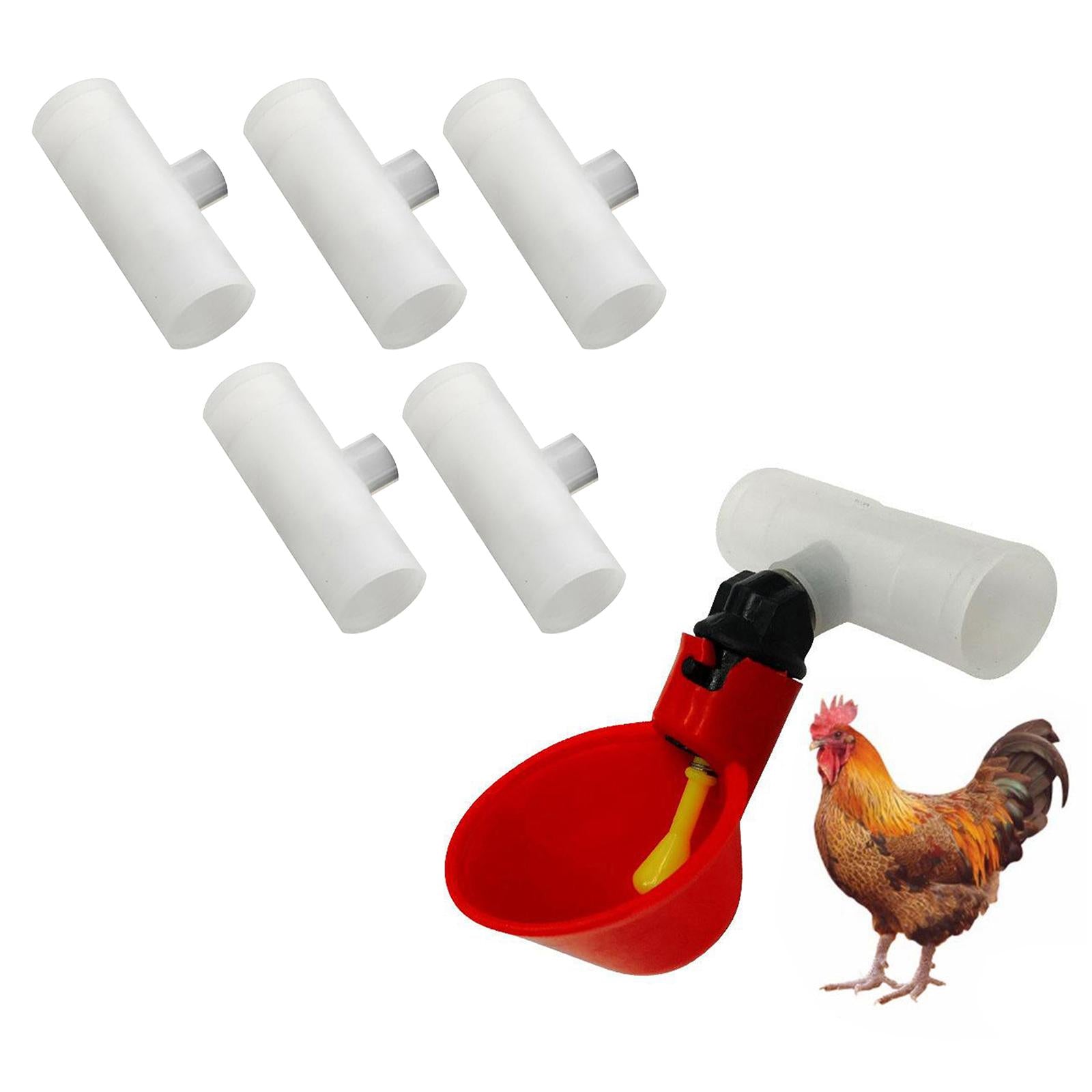 5PCS Livestock Poultry Drinking Cup Feed Automatic Feeder Bird Coop Chicken Fowl Pipe Fitting