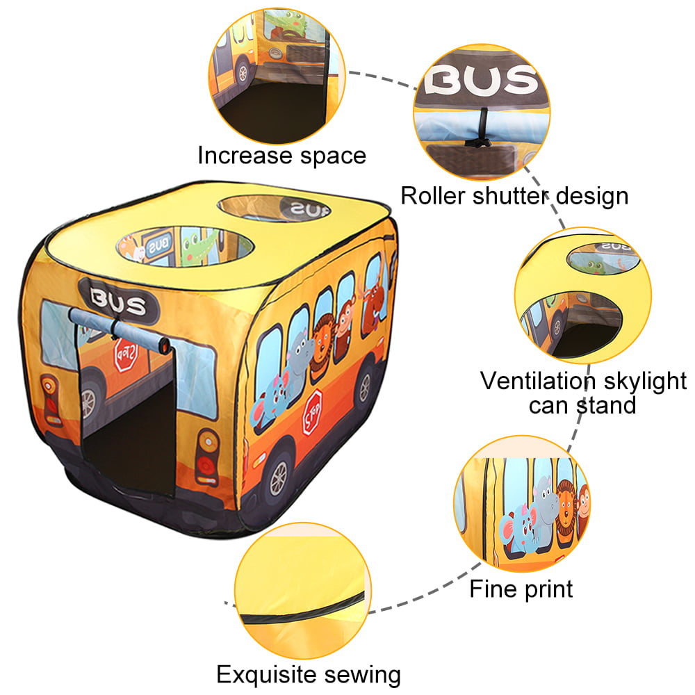 Animal Bus Tent for Kids, GIUGT Kids Pop Up Play Tent Animal Bus Magical Playhouse Folding Indoor Outdoor Creativity Learning Toy Perfect Pretend Play Gift For Children Toddlers Boys Girls