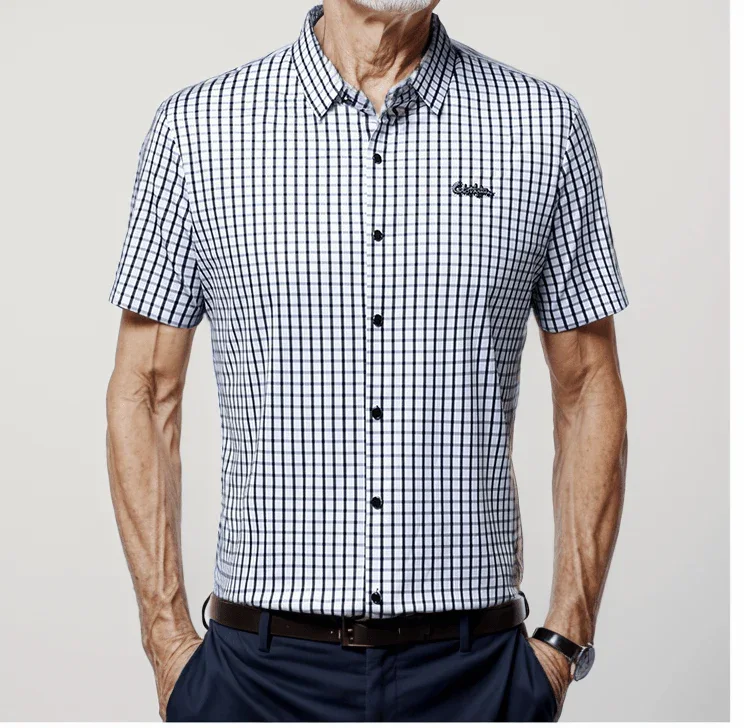 Camisa em Seda Gelo Captain™  Xadrez Náutico para o Homem de Prestígio!