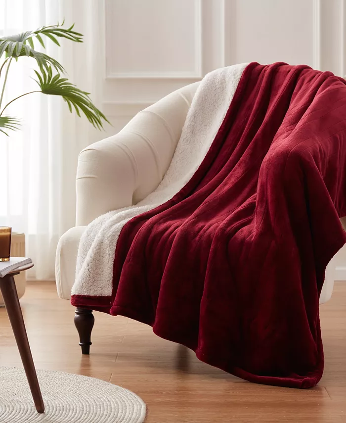Westinghouse Westing House Heated Throw Velour with Sherpa Reverse， 50