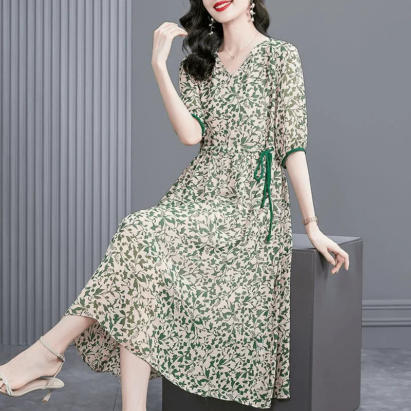 Vestido Floral Anastácia™ em Chiffon / O Vestido com Caimento Soltinho mais Elegante e Versátil de 2024!