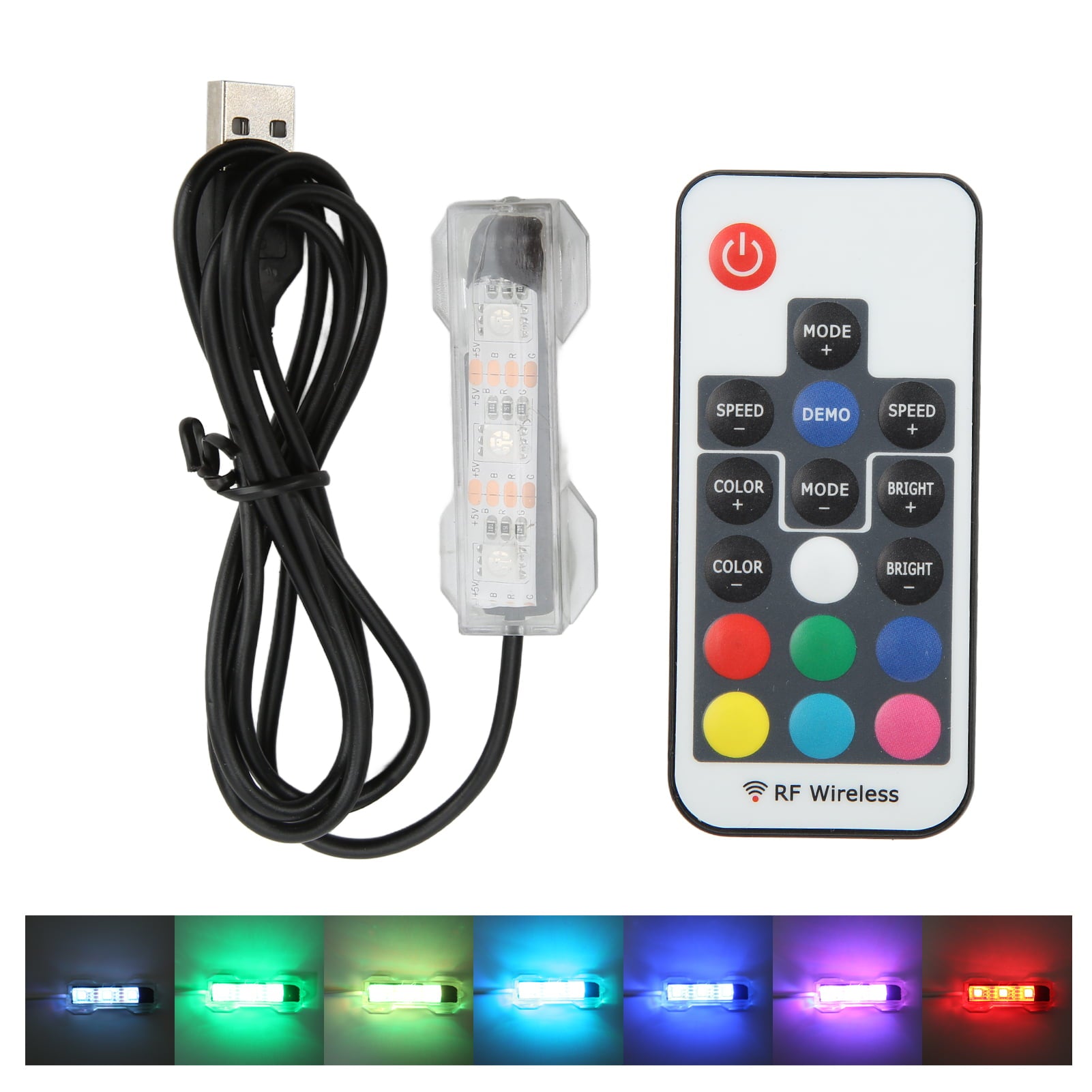 USB Fish Tank Light， LED Aquarium Light Remote Control Colorful  For Medium Fish Tanks For Small Fish Tanks Black Line