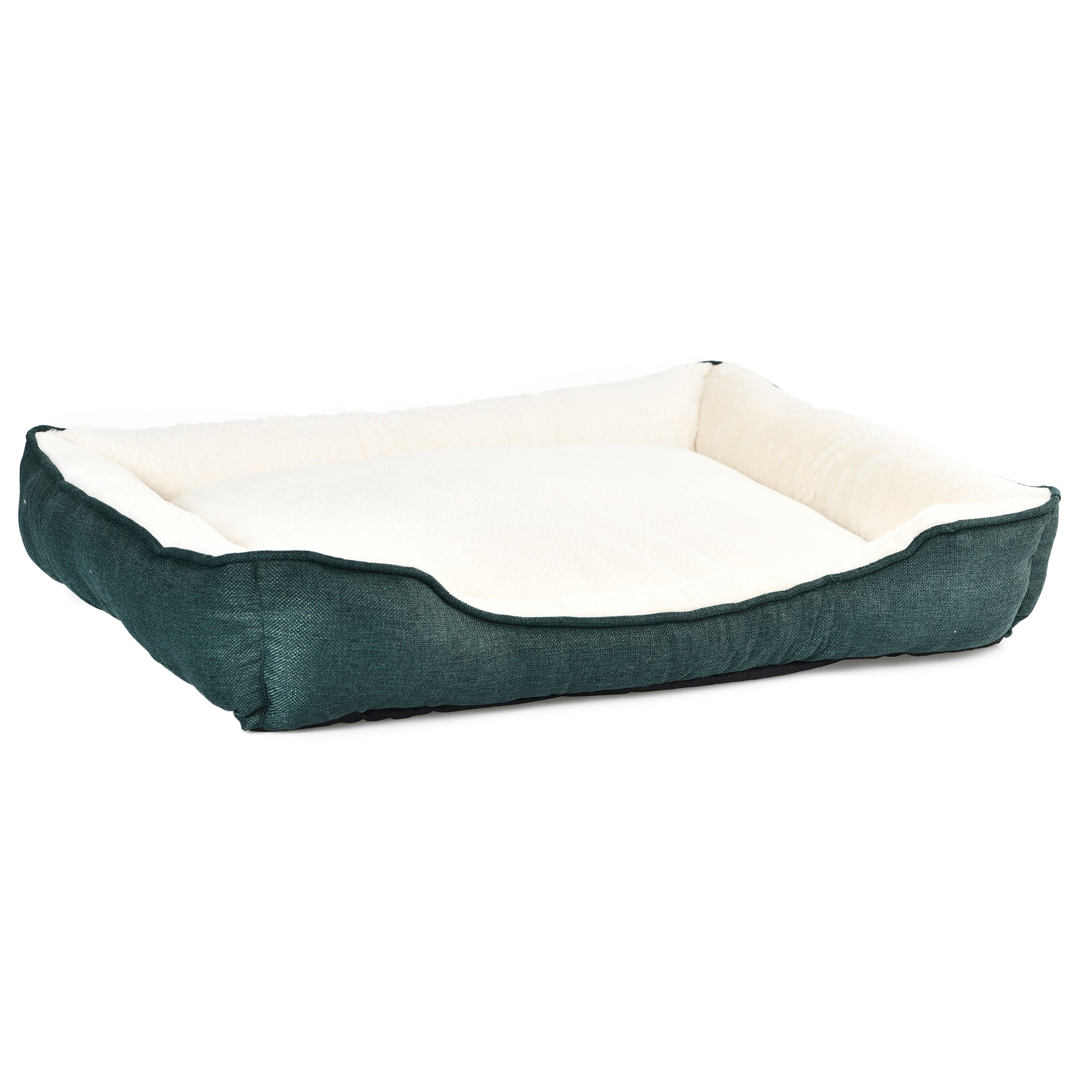 Wag and Wiggle Linen Cuddler， Forest Green， Small