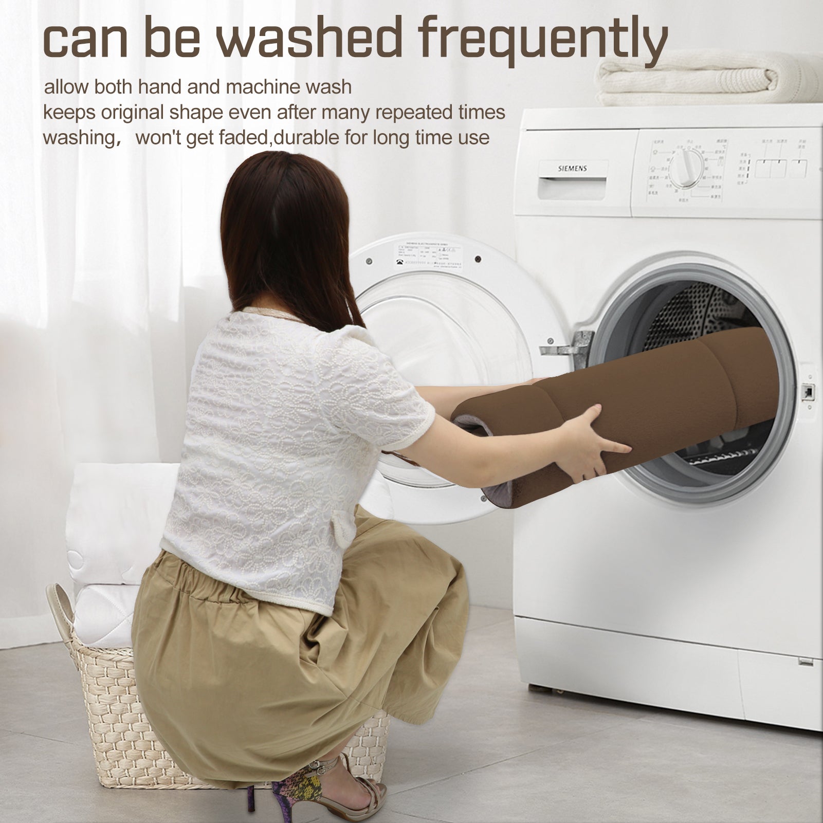 Hero Dog Large Dog Bed Crate Mat 35 in Washable Pet Beds Soft Dog Mattress Anti-Slip Kennel Mats (Dark Brown)