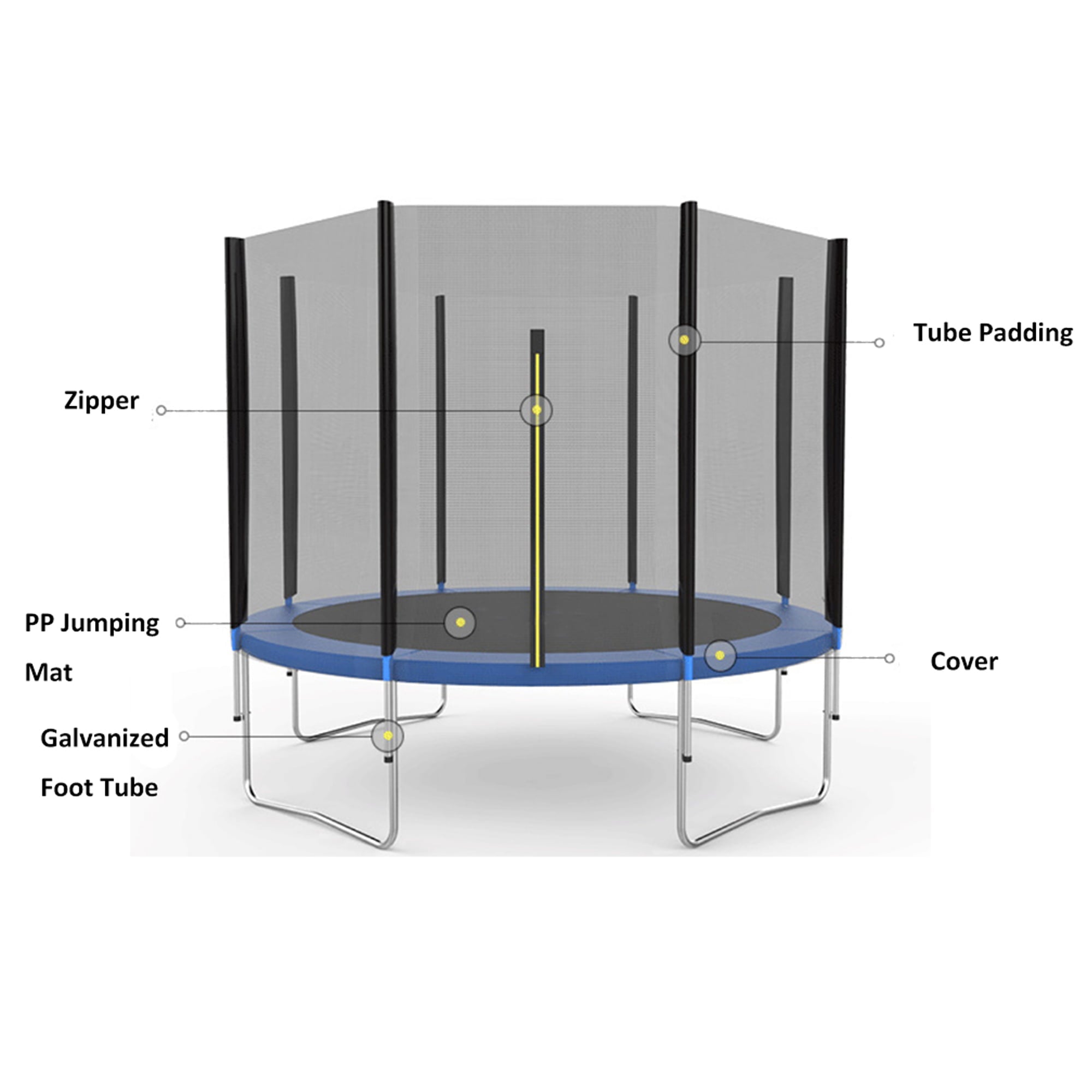 Trampoline for Kids - Seizeen 12FT Heavy-Duty Trampoline W/Enclosure Net for Outdoor， All-Weather Thickened Spring Pad Trampoline for 6-8 Kids， Large High Elastic Trampoline Durable， Blue01