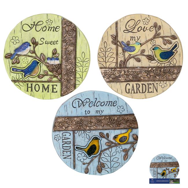Alpine 8048444 1 in. Welcome & Love Birds Stepping Stone, Multi Color - Pack of 6