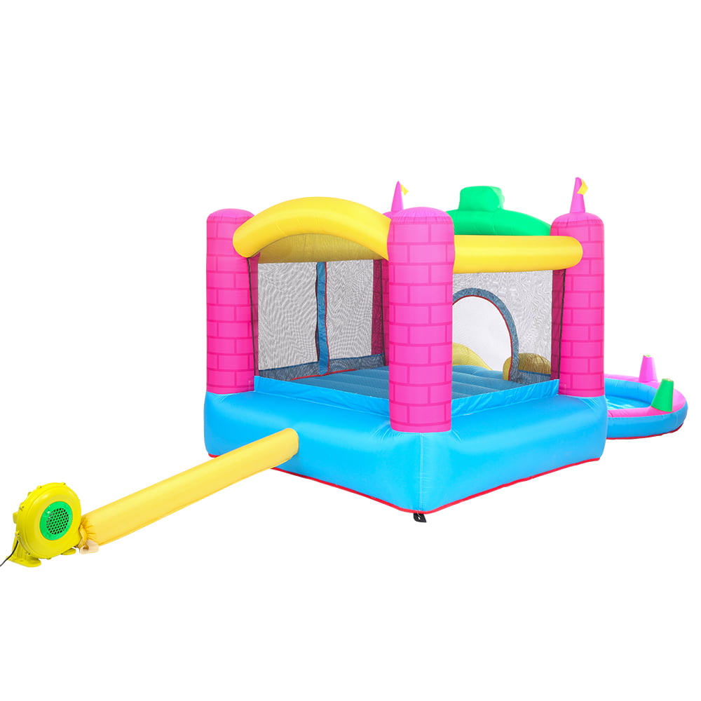 SalonMore Inflatable Bounce House with Blower，Pool and Water Slide and Splash，Multi-color Tank