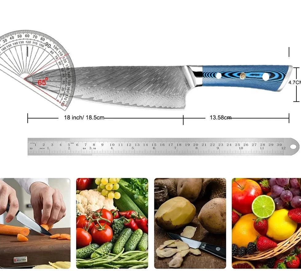 Faca Japonesa SuperSharp™ - Perfeição em Cada Corte com Aço Damasco!