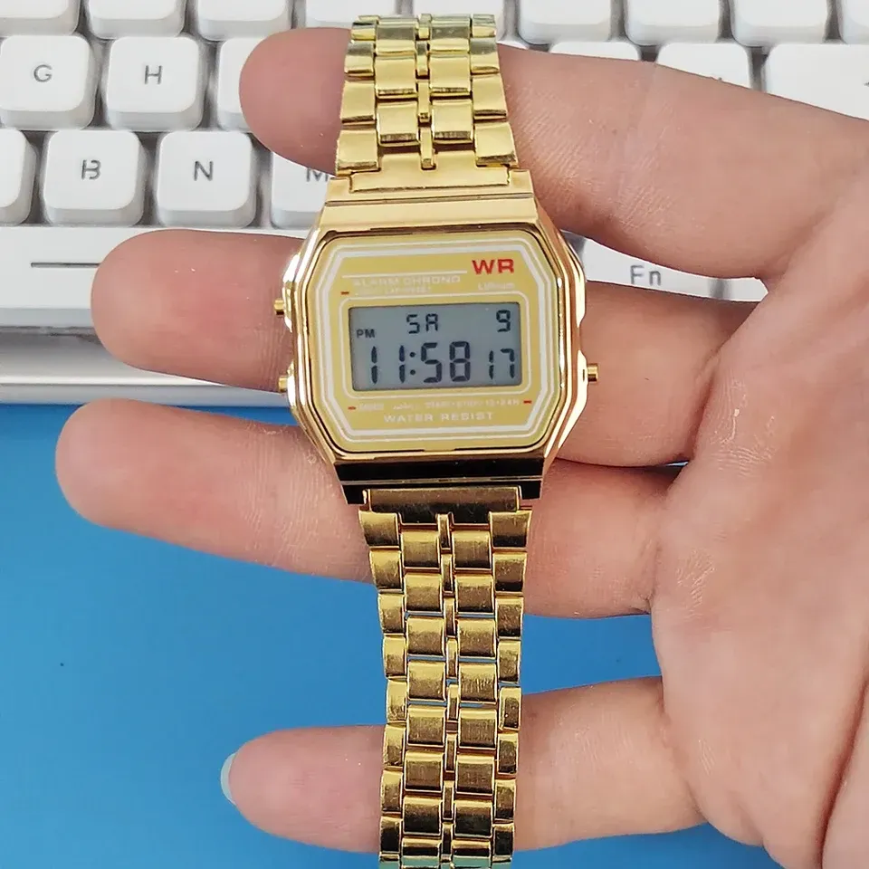 LIUYANGTIAN Elegant Digital Watch For Women Gold Silver Stainless Steel Business Ladies Electronic Wrist Watches Man Clock Zegarek Damski