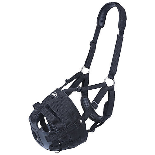 30JT Yearling Tough 1 Deluxe Easy Poly Nylon Padded Breathe Horse V Muzzle Black