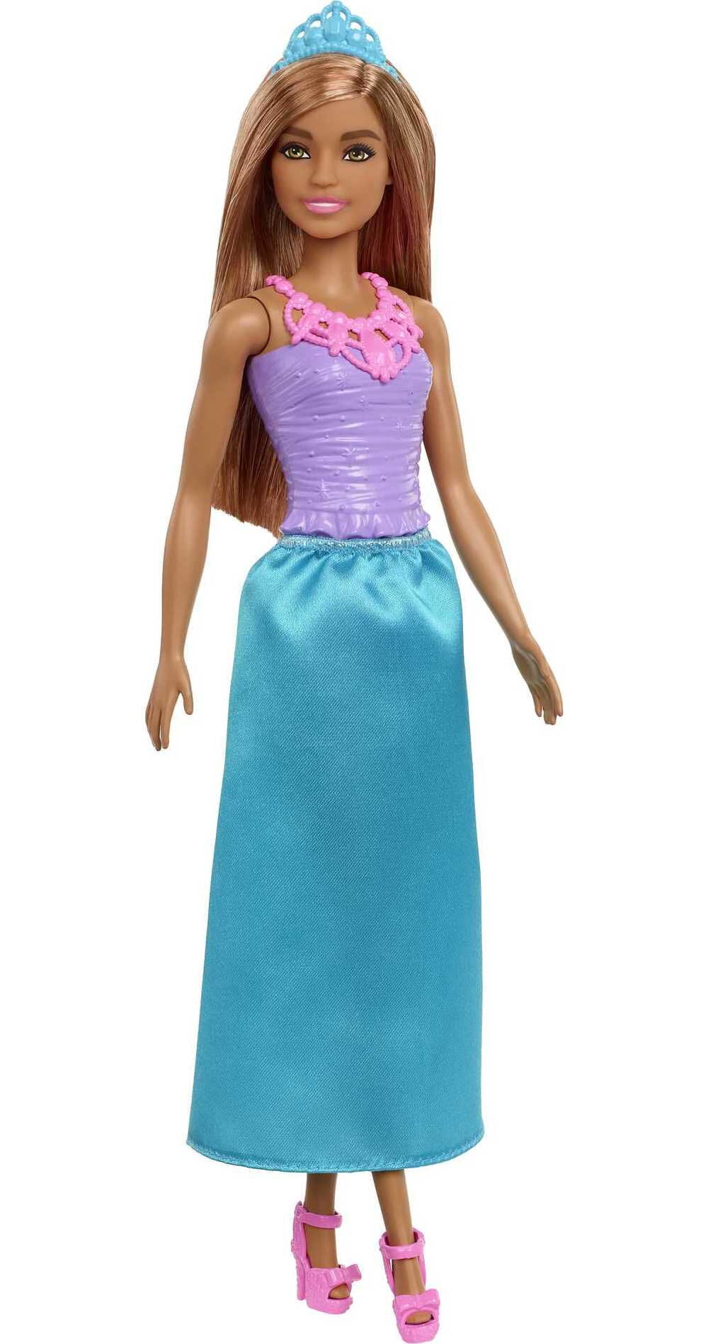 Barbie Dreamtopia Doll & Accessories, Brunette Hair with Removable Blue Skirt, Shoes & Tiara