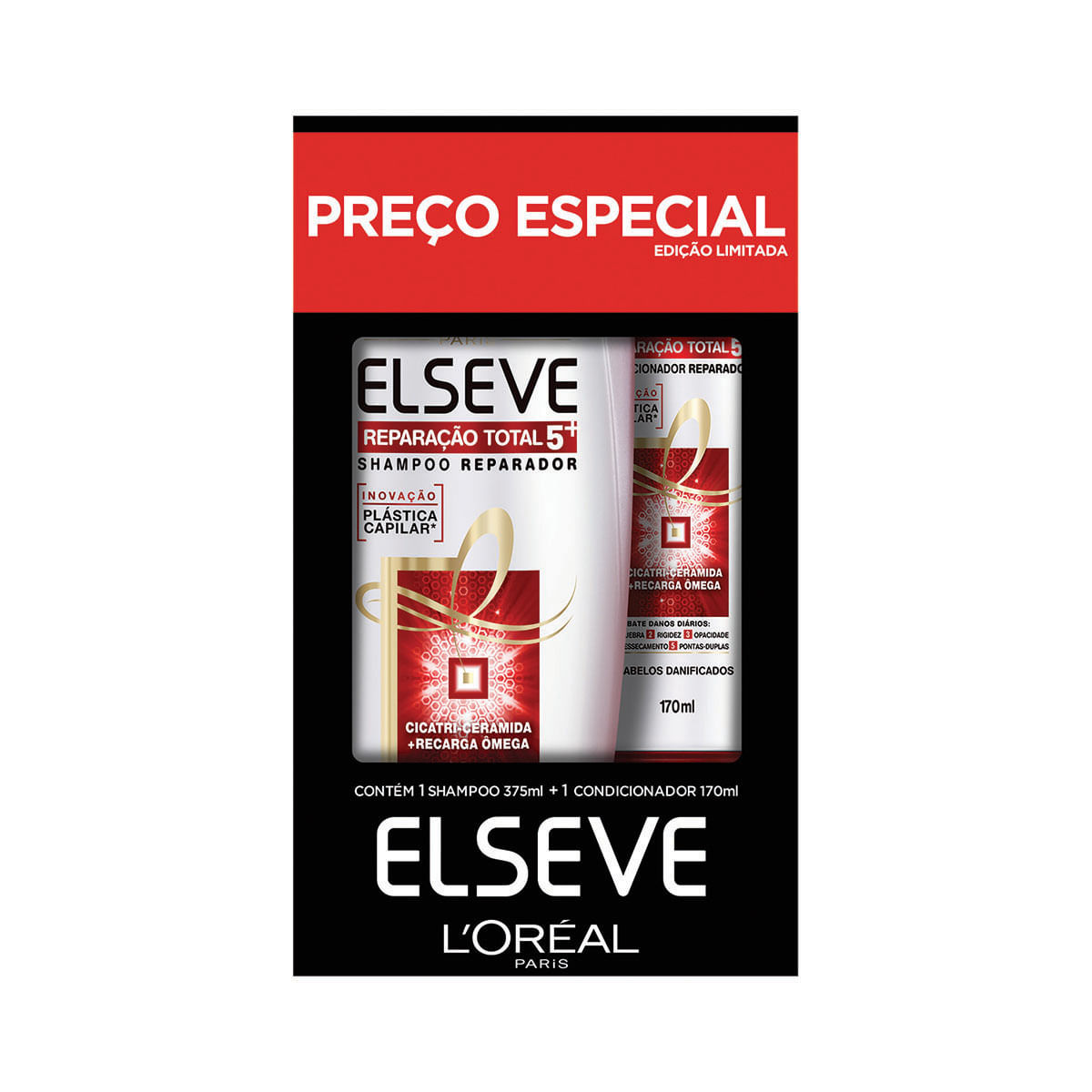 Kit Shampoo e Condicionador Eleseve Reparacao Total 5+